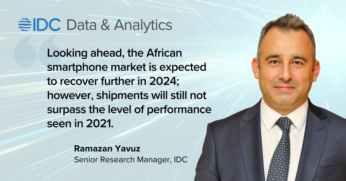 In 2024, #African smartphone recovery is expected, but won't match 2021's peak, says Dr. Ramazan Yavuz, @IDC. Despite global challenges, lasting growth comes from affordable models and a swift shift from feature phones to #smartphones. 📱 Read more: short-link.me/uqeQ