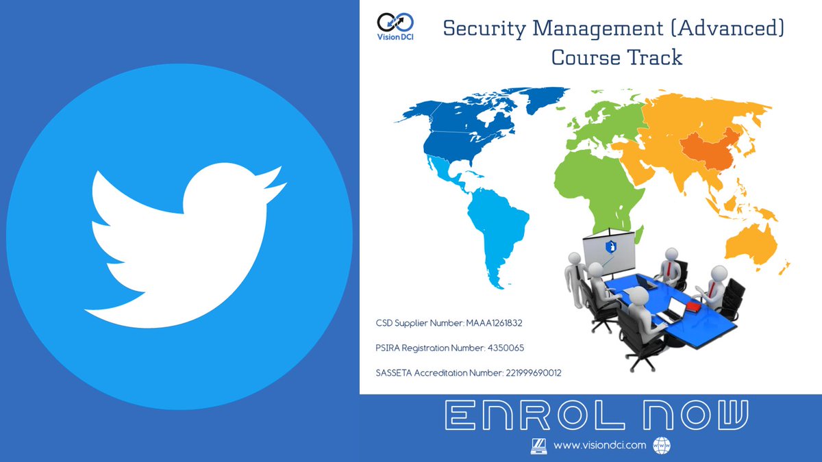 VisionDCI's tweet image. 📢Security Management (Advanced) Course Track: visiondci.com/membership/sec…
#AdvancedCourse #Security #Management #VisionDCI #education #intelligence #elearning #ContactTraining #HybridTraining #training #SouthAfrica #government #courses #services #skillsprogrammes #SASSETA #PSIRA