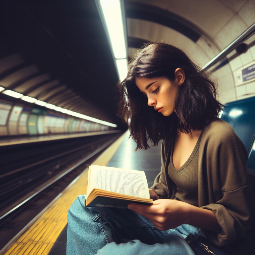 psadowski_'s tweet photo. Trying something new today.

Using #DALLE3 to create some #portrait looking pictures of a woman reading a book in the metro underground #aigirls #AIart #AIArtworks #AIcommunity #AI https://t.co/o71JN57j9C