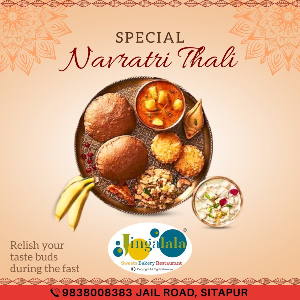 JingalalaSweets's tweet photo. Relish Your Taste Buds Durnig The Fast✔
Special Navratri Thali👈
Jingalala sweets and Restaurant
Contact :- 9838008383
#vegetablepakora #Chaat #paneer #FruitChaat #Fruits #food #cream #mushroomlove #vegthali #chocolategujiya #vegrestaurant #holidays #foodphotography #milkcake https://t.co/ClD6wDnlDg