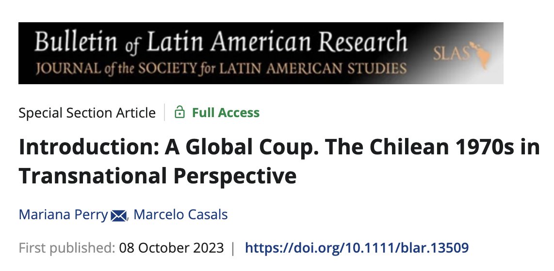 Check out this fantastic new Bulletin of Latin American Research special issue on the global impact of the coup in Chile. onlinelibrary.wiley.com/doi/full/10.11…