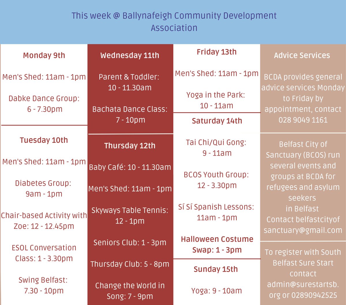 What's on this week at BCDA! Including another @OpenOrmeau Halloween Costume Swap on Saturday🎃