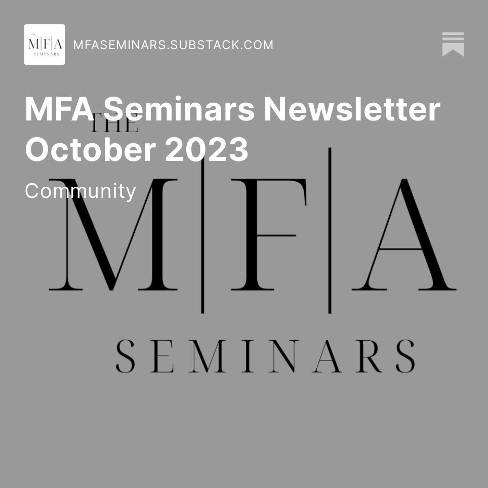Check out the <a href="/MfaSeminars/">MFA Seminars</a> Newsletter for October  2023, where we discuss community. 

buff.ly/3RLmWVi