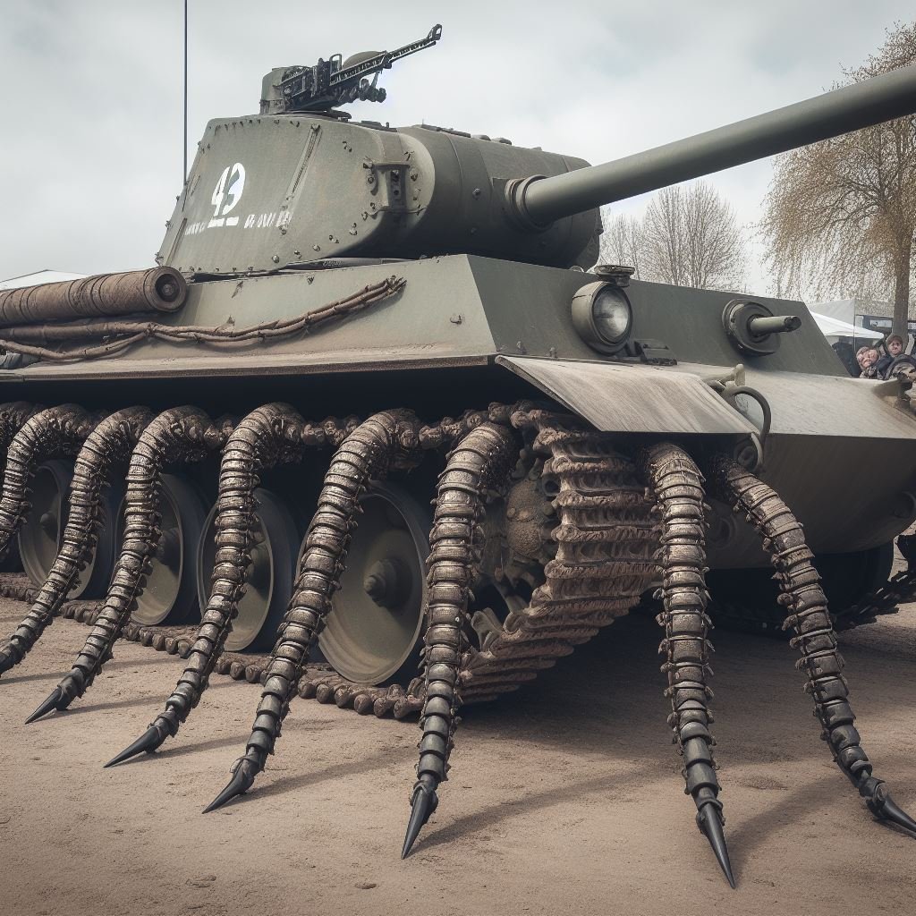 worldoftanks's tweet photo. We asked, you delivered - and then we delivered 🤣 We asked you, our beloved players, to give us some of your fun tank ideas, so that we could recreate those ideas in AI 🎨🎪 Which one is your favorite? https://t.co/WwxqHKYM64