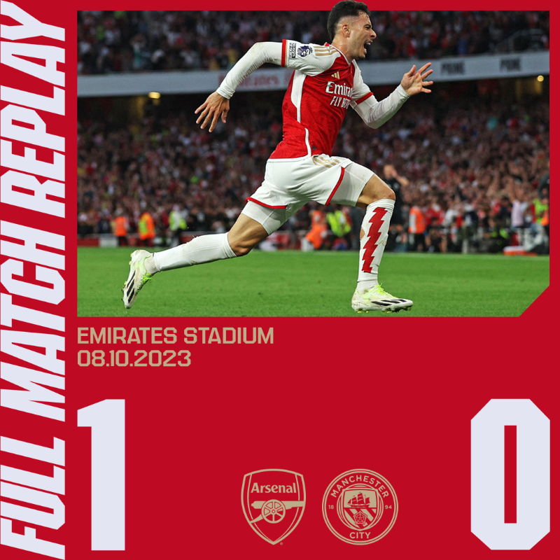 Arsenal's tweet photo. Big win at home 👊

📺 Watch the full match replay of our victory over Man City👇