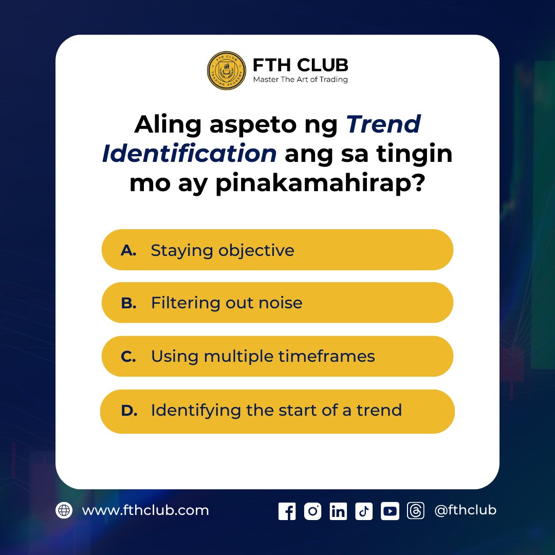 fth_club's tweet photo. ๐ Trends are crucial in forex. What's your trickiest part? Vote A, B, C, or D. Let's enhance your trend-spotting skills!
#ForexTrends #TradingSkills #FTHclub https://t.co/YovBQoisoK