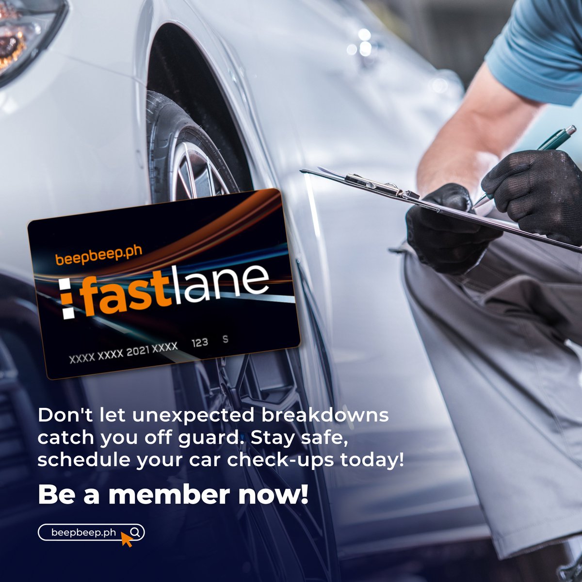 usebeepbeep's tweet image. Don&apos;t get caught off guard sa mga unexpected car breakdowns!

Stay safe and schedule your car check-ups today with beepbeep.ph &apos;s Maintenance Valet service. Plus, unlock exclusive car perks when you subscribe to our Fastlane Card. 

#FastLane #AutoSan #beepbeepph