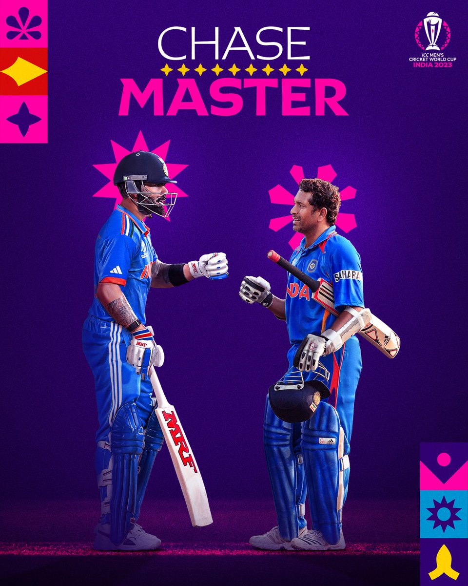 ICC poster for Virat Kohli and Sachin Tendulkar - two chase masters!