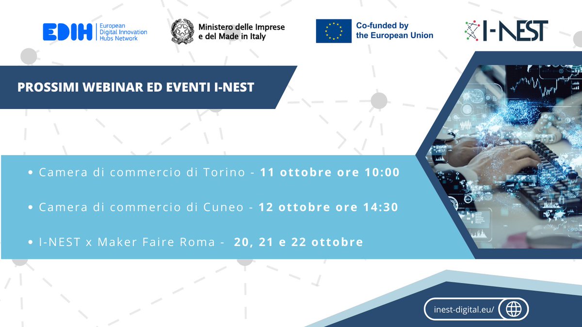 INEST_digitaleu's tweet photo. โ๏ธ Proseguono gli incontri del Consorzio I-NEST, le Camere di commercio d'Italia e i Punti impresa digitale.
๐ scopri tutti gli eventi nella sezione dedicata: https://t.co/vKT3FXlh2i https://t.co/HYgKLb9tzE