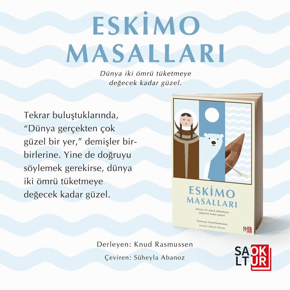 Tekrar buluştuklarında, "Dünya gerçekten çok güzel bir yer," demişler birbirlerine. Yine de doğruyu söylemek gerekirse, dünya iki ömrü tüketmeye değecek kadar güzel. #SaltOkur

kitapyurdu.com/kitap/eskimo-m…