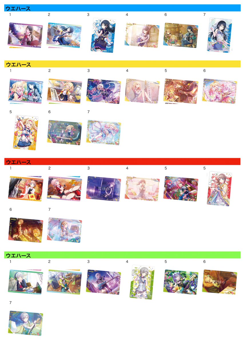 プロセカ ウエハース 一覧 ️需要の有無は分かりませんが自分が