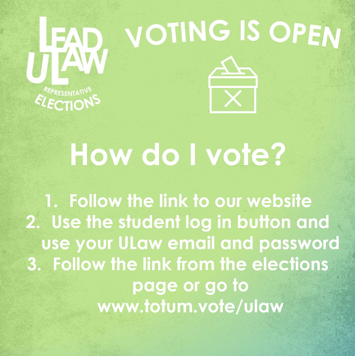 ULawStudents's tweet image. ⭐🗳️ Voting is OPEN! 🗳️⭐

💰All students who vote will be entered into a prize draw to win one of five £100 vouchers!💰

Voting closes on Friday, 20th October at 12:00 PM

➡️ studentsunion.law.ac.uk/lead ⬅️