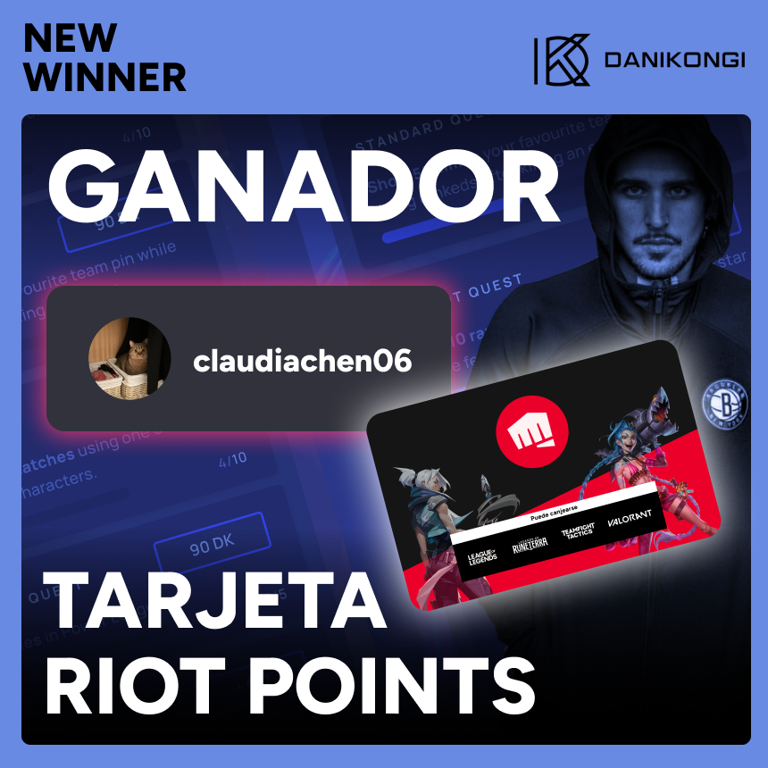 JoinQuestie's tweet photo. ANUNCIO (2/2): Este sorteo sí ha terminado y tenemos GANADORA 🥳🥳

Los Riot Points de @DaniKongi se los lleva Claudiachen06! 🫰 https://t.co/TZ96HIWLbO