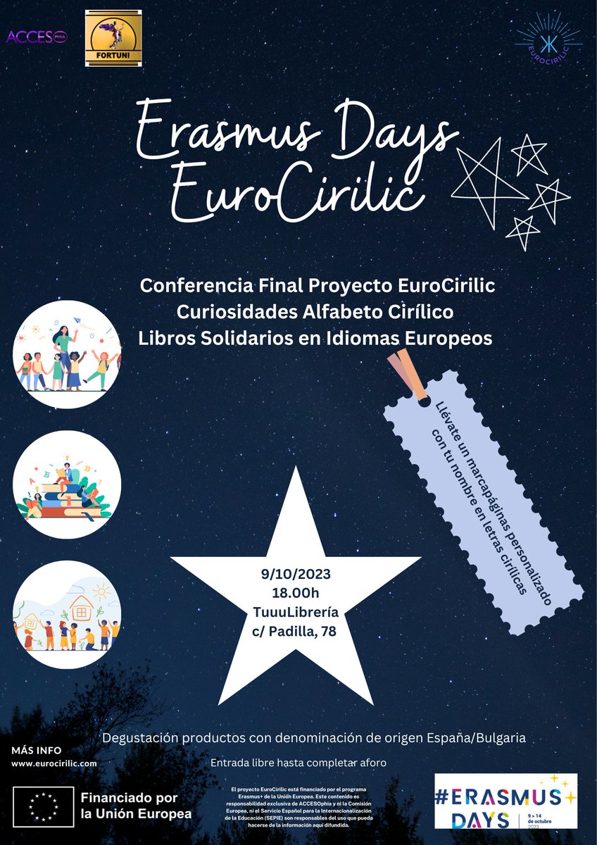 Te esperamos esta tarde a las 18.00 en <a href="/Tuuulibreria/">TuuuLibrería</a>  (c/ Padilla, 78 – 28006 Madrid) para celebrar los #ErasmusDays con nuestro evento final #Erasmusplus #EuroCirilic eurocirilic.com