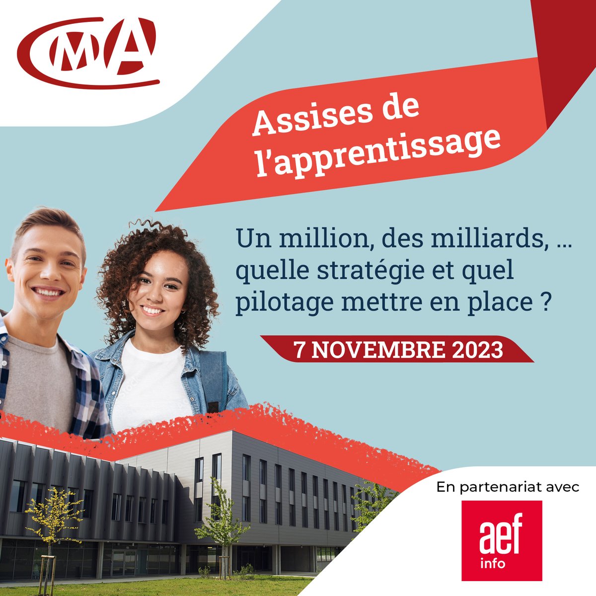 📆 En partenariat avec le Groupe AEF Info, #CMAFrance organise ses premières 𝗔𝘀𝘀𝗶𝘀𝗲𝘀 𝗱𝗲 𝗹’𝗮𝗽𝗽𝗿𝗲𝗻𝘁𝗶𝘀𝘀𝗮𝗴𝗲 le 7 novembre prochain avec de nombreux intervenants 📲 artisanat.fr/magazine/agend… #Rencontre #AvenirPro