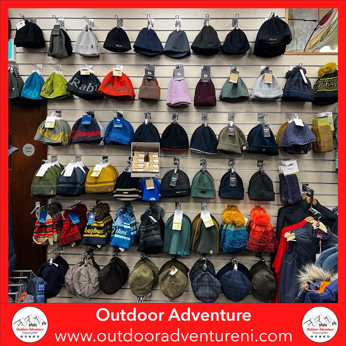 OutdoorAdvNI's tweet photo. Winter's here, and so is our biggest hat collection at Outdoor Adventure! Stay snug with our fantastic range of beanies, knit caps, and more.

Can't make it to our store? No worries! Explore our winter accessories online at https://t.co/M68ghIRda9 #WinterFashion #HatSeason ❄️🌨️ https://t.co/rGsFOsL15w