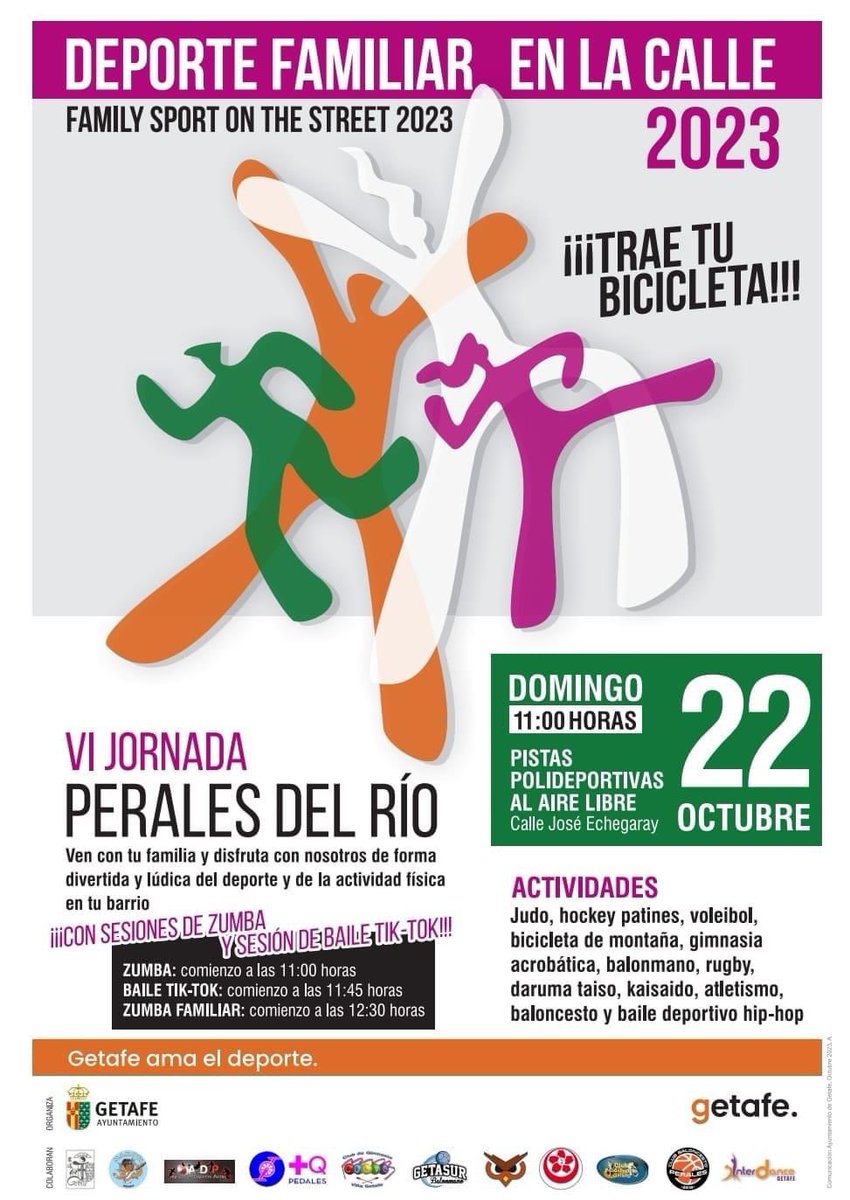 GetafeCR's tweet photo. 🟧 RUGBY PROMOCIÓN GCR 🟫

El próximo domingo 22 de octubre volvemos al “Deporte Familiar en la Calle” que se celebrará en el barrio de Perales del río (Getafe)

Os invitamos a pasar por nuestro stand y descubrir el rugby a través de las diferentes actividades programadas! https://t.co/qEOe8JnzaO
