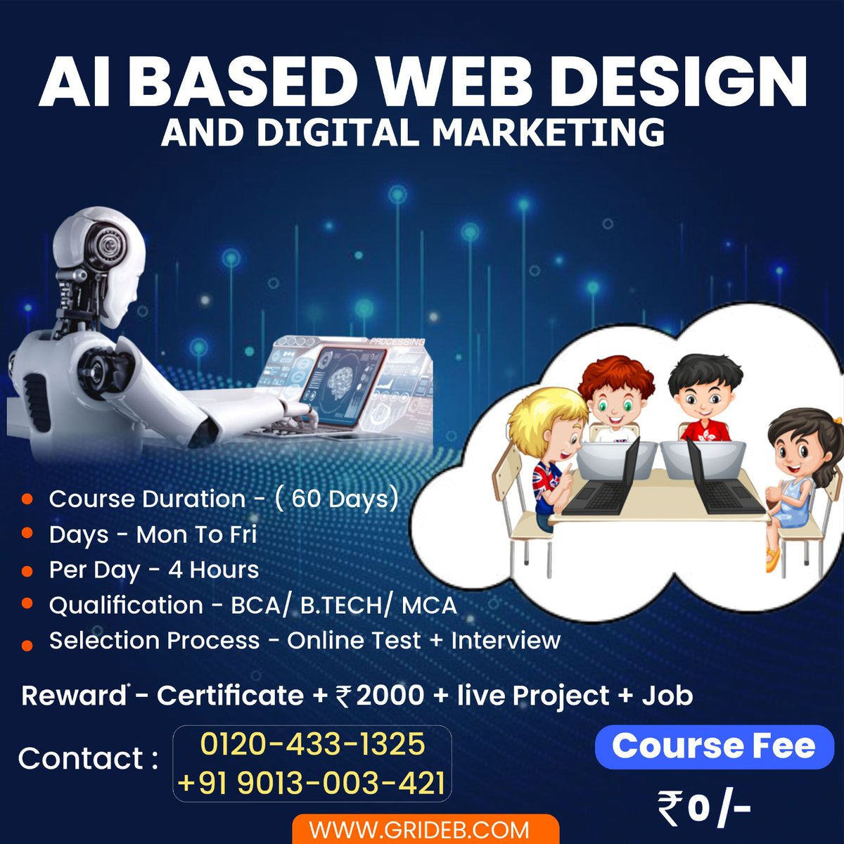 🚀 Elevate your skills with our AI Website Design &amp; Digital Marketing Course! 🌐 Learn cutting-edge techniques in just 60 days! 📚 Best part? It's FREE! Hurry, limited slots available. Don't miss out! 🎓 #AI #WebDesign #DigitalMarketing #FreeCourse