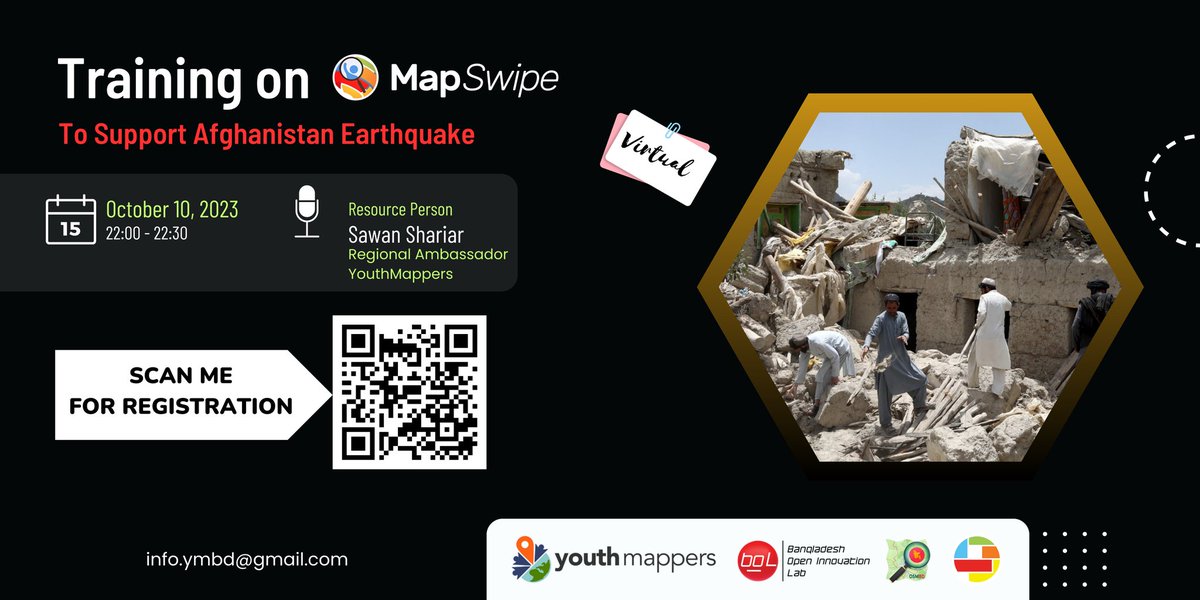 sshariar1991's tweet image. Arranging a workshop on MapSwipe for the Bangladeshi @youthmappers to support the Afghanistan Earthquake. 
#YouthMappers 
#OSMBD 
#BOIL 
#MissingMaps