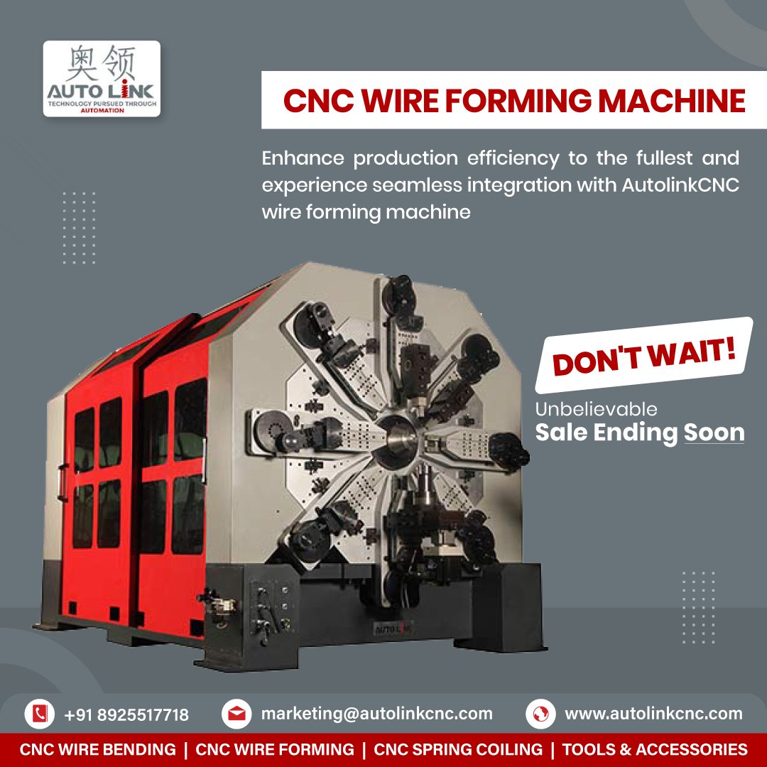 autolink_cnc's tweet image. Experience the precision of the Auto Link CNC Wire Forming Machine, transforming the dynamics of production efficiency and quality

Product Link: autolinkcnc.com/en/cnc-wire-fo…
#WireFormingMachine #10axiswireformingmachine #cncmachining #cncmachine #cnc #spring #compressionspring
