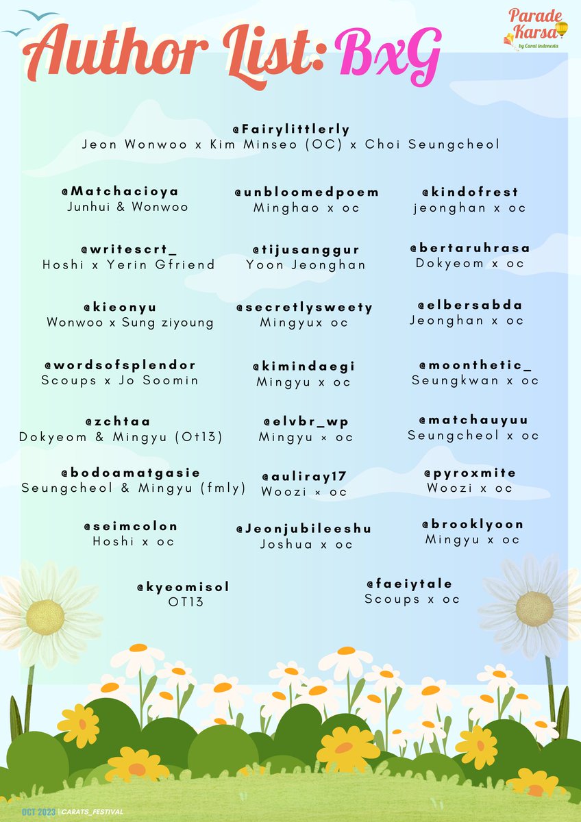 CARATS_Festival's tweet photo. PARADE KARSA ─

─ Author Reveal
Welcome to our Satria Karsa bxg team!! https://t.co/6YuFpjz8iD
