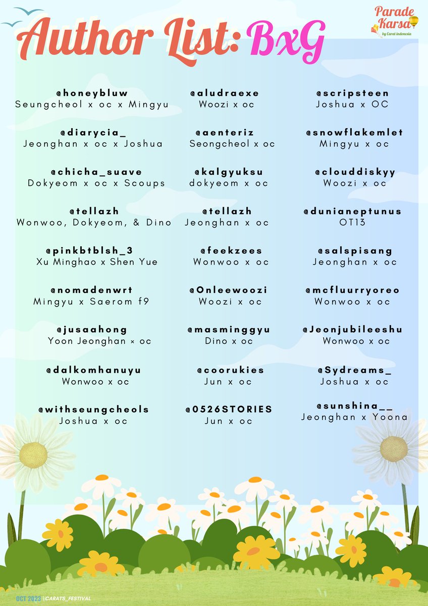 CARATS_Festival's tweet photo. PARADE KARSA ─

─ Author Reveal
Welcome to our Satria Karsa bxg team!! https://t.co/6YuFpjz8iD
