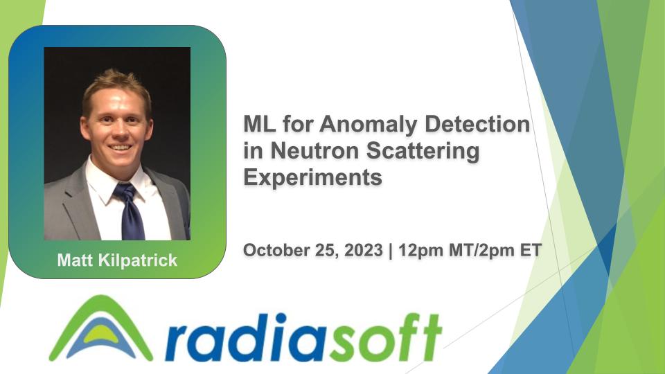 Join us on October 25 for our next webinar: ML for Anomaly Detection in Neutron Scattering Experiments

us06web.zoom.us/webinar/regist…

#physics #webinars #sciencetalks #software #modeling #visualization #neutrons