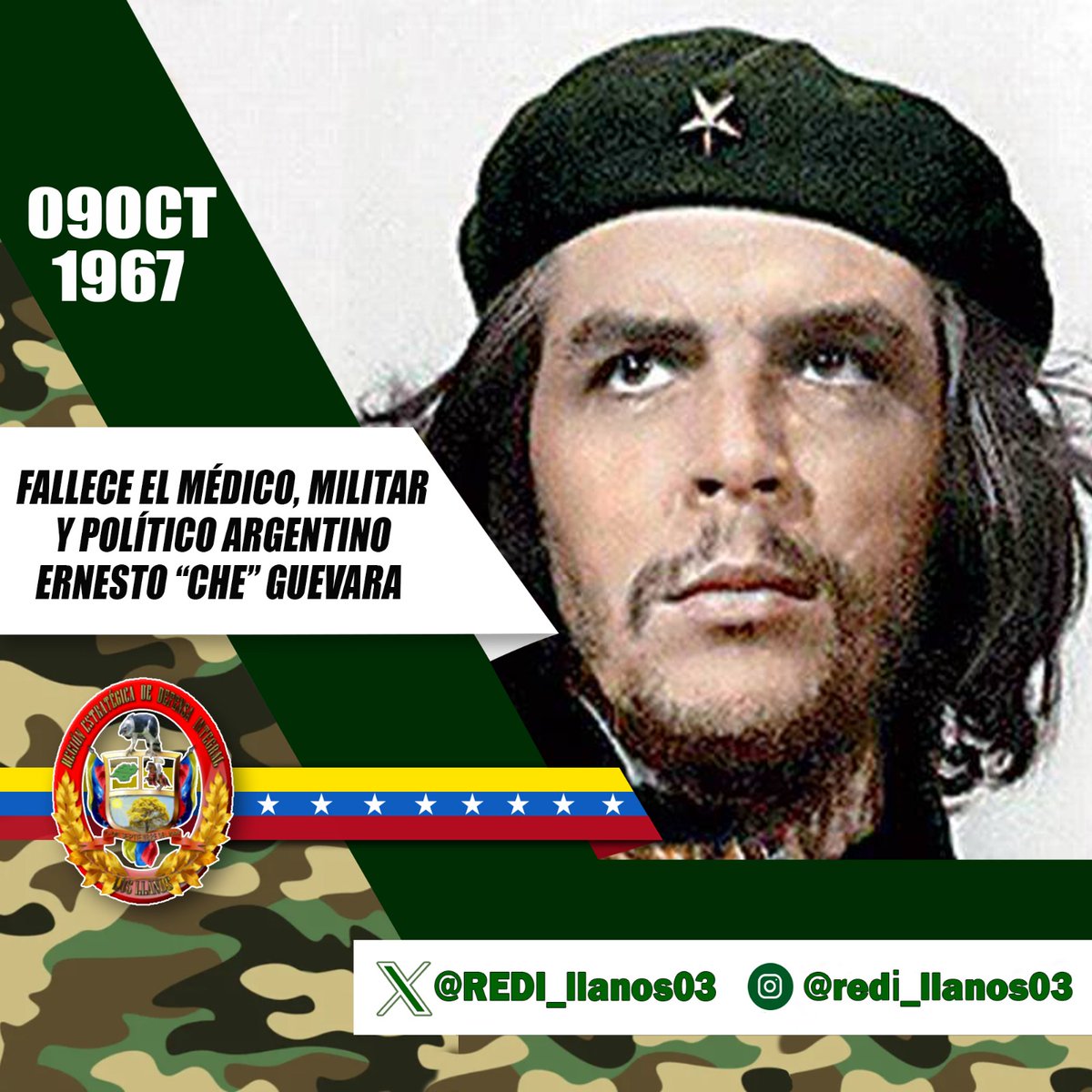 #9Oct || Hoy se cumple 56 años del asesinato Ernesto Guevara, o como se le conoce más comúnmente, "El Che".  figura legendaria, que representó la justicia, la valentía y el amor por la Patria.
