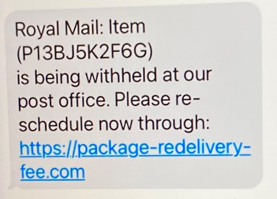 Service Update: We have been made aware of messages and emails being sent out saying that a parcel is being held at our post office with a link to get it redelivered. 
This is a scam message. Please do not click on the link if you receive this message, and delete the message.
