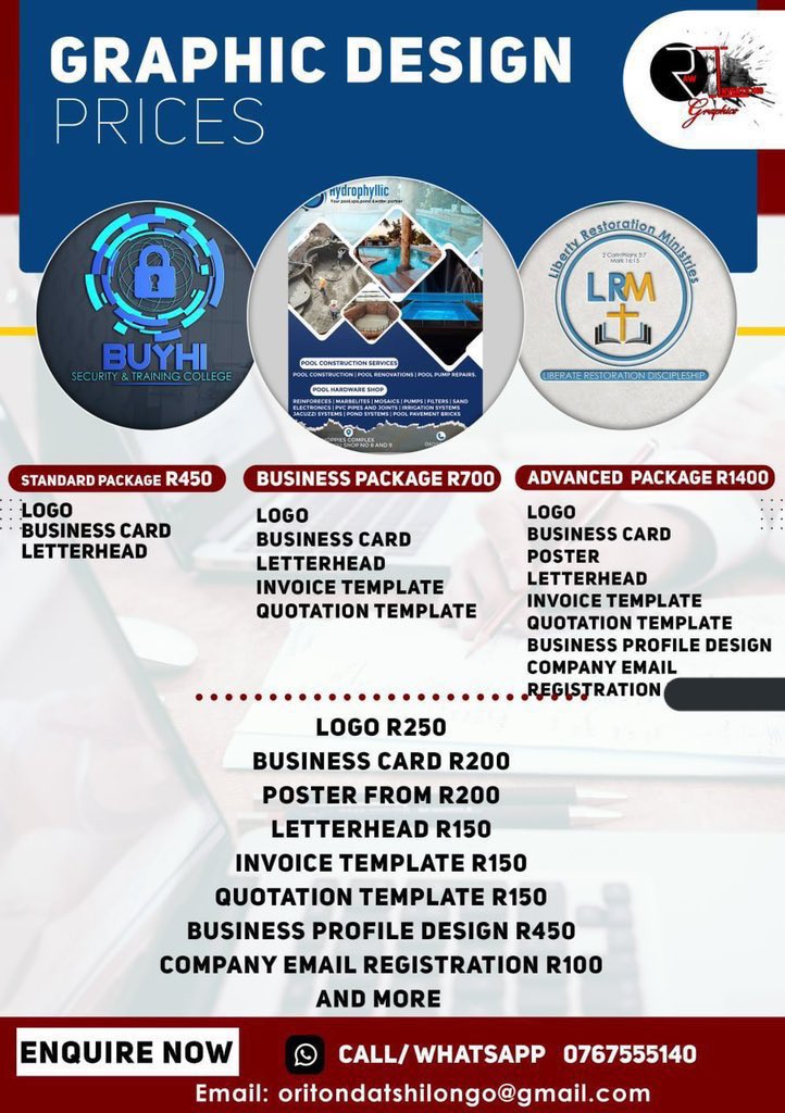 SlozaRsa's tweet image. 🚨Special Offers🚨

Logo R250
Business card R200
Letterhead R150
Business flyer design R200

DM/app 0767555140
Plz Rt

Black Coffee Telkom Bara HPCSA Wits Dr Matthew HPCSA Johannesburg Mayfair #SenzoMeyiwaTrial Dischem Gauteng Health Dr Zingelwa Go Bokke Sandton MagiX Monday
