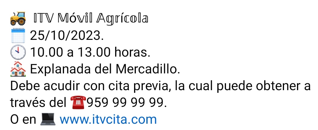 PoliciaPunta's tweet photo. Ojo‼️Pasa la ITV de tu vehículo agrícola, en casa , sin largos desplazamientos. Aprovecha‼️ https://t.co/GhYAL212A7