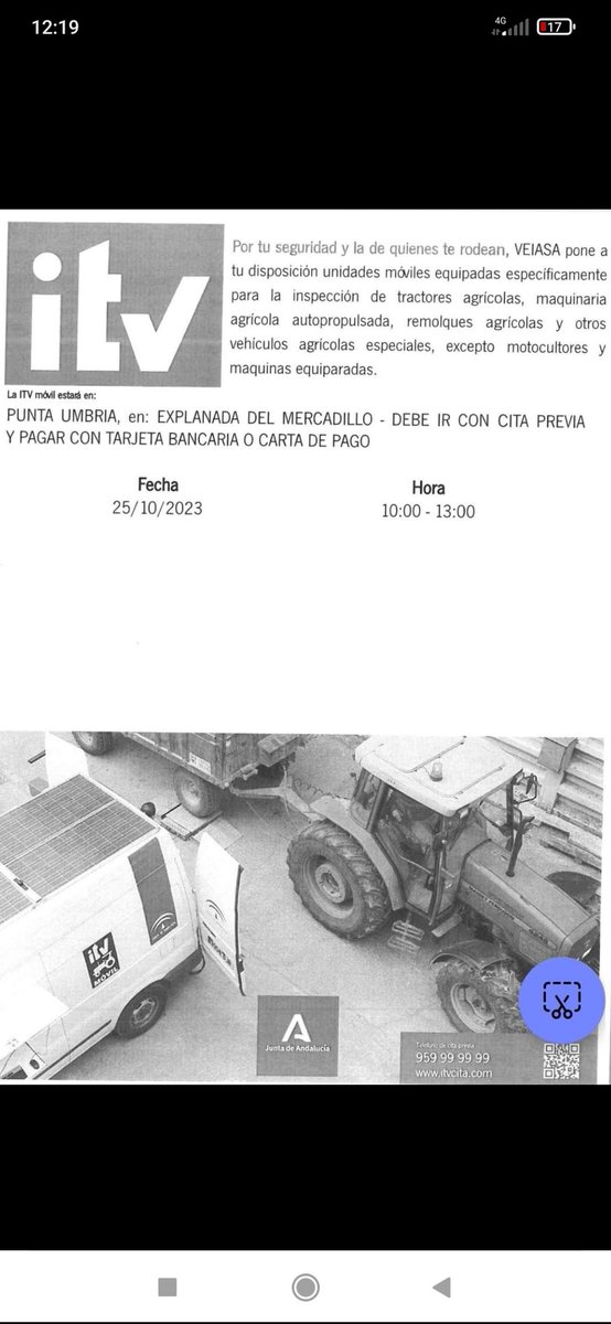PoliciaPunta's tweet photo. Ojo‼️Pasa la ITV de tu vehículo agrícola, en casa , sin largos desplazamientos. Aprovecha‼️ https://t.co/GhYAL212A7