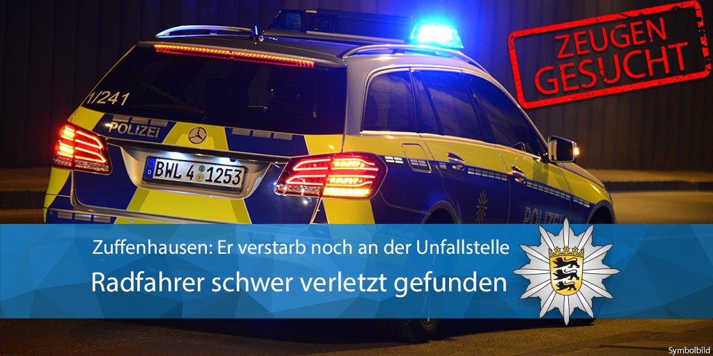 #Zuffenhausen Ein Radfahrer entdeckte am Samstagmorgen einen schwer verletzten Pedelecfahrer im Gewann Sauhalde. Trotz eingeleiteter Reanimationsmaßnahmen der Polizei- &amp; Rettungskräfte verstarb der Mann. Wir suchen Zeugen. Zur PM ▶️t1p.de/nwlxu Eure #Polizei #Stuttgart