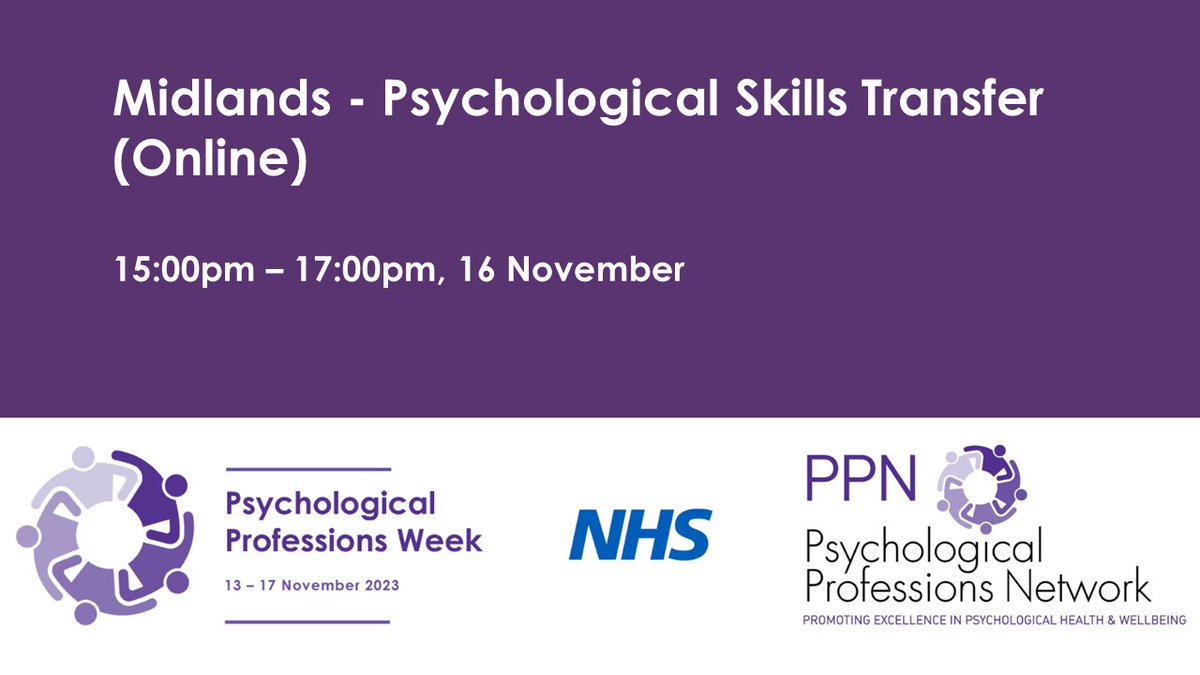 📢The PPN Midlands slots are both online on 16th Nov for #PsychologicalProfessionsWeek2023 #PPWeek23