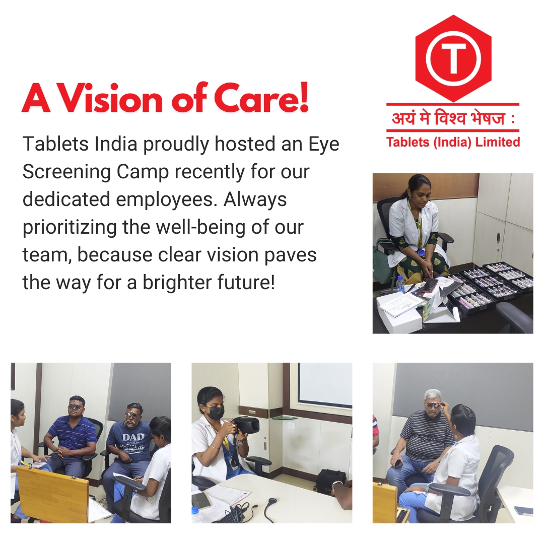 TabletsIndiaLtd's tweet photo. A Vision of Care! Tablets India proudly hosted an Eye Screening Camp recently for our dedicated employees. Always prioritizing the well-being of our team because a clear vision paves the way for a brighter future! #tabletsindia #eyescreening #camp #pharmaceutical https://t.co/pJu1cCUJGq