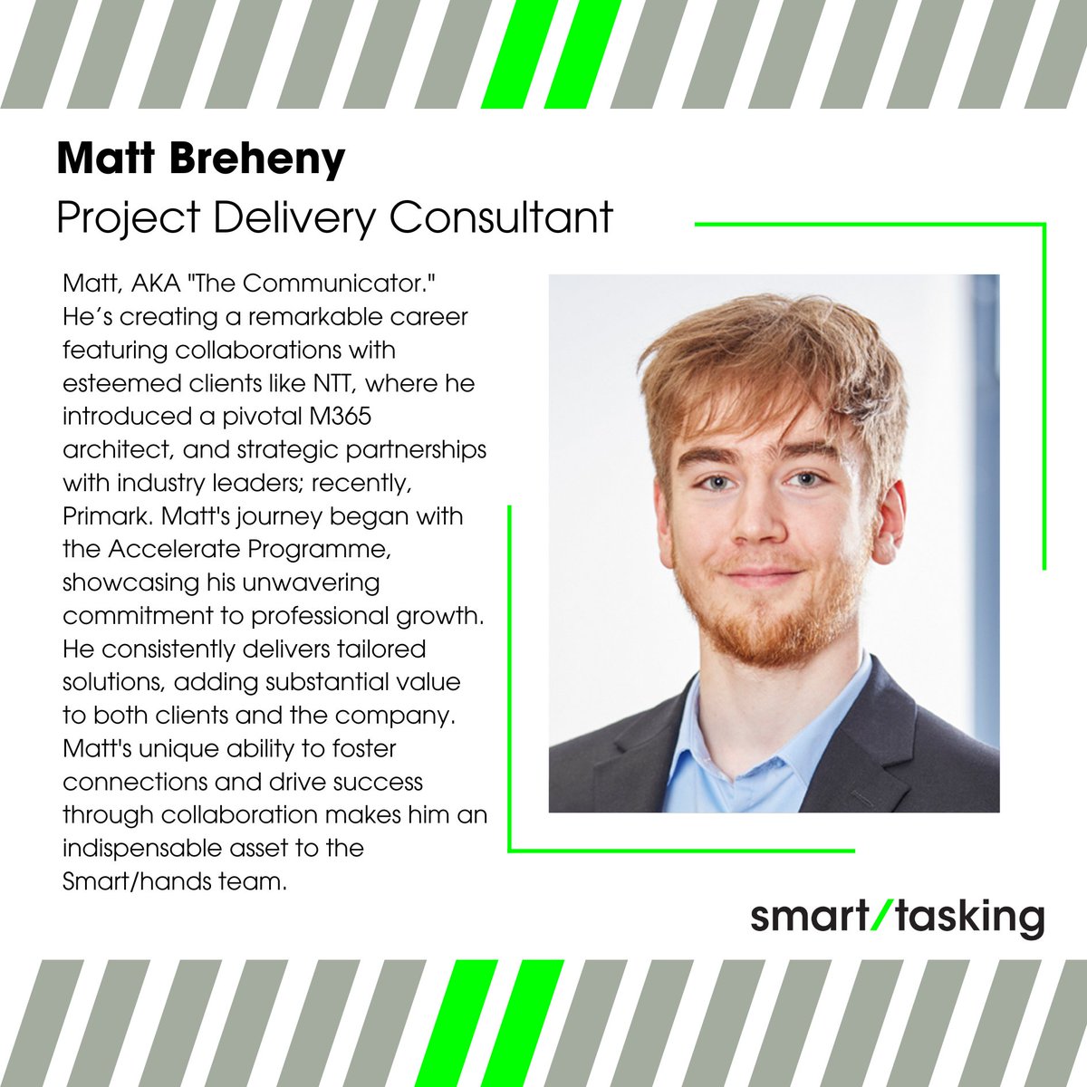 SmartTaskingCom's tweet photo. Today’s Face Behind the Business introduces Matt Breheny, His secret to success? Delivering exceptional value to our clients through tailor-made solutions and strategic implementations. 📈
Big thanks to Matt for his hard work and commitment! 
#smarttasking  #teamappreciation https://t.co/oXRc9rEwlX