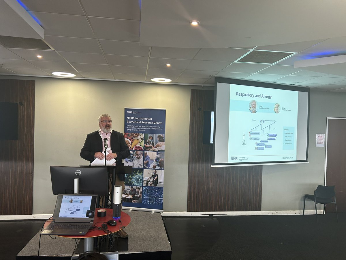 Theme co-lead @ProfWilko is introducing our Respiratory and Allergy theme. 🌟 Next, we will hear from four researchers who are improving diagnosis, treatments and care for people with a range of lung conditions. Learn more: southamptonbrc.nihr.ac.uk/respiratory-al… #SotonBRC2023