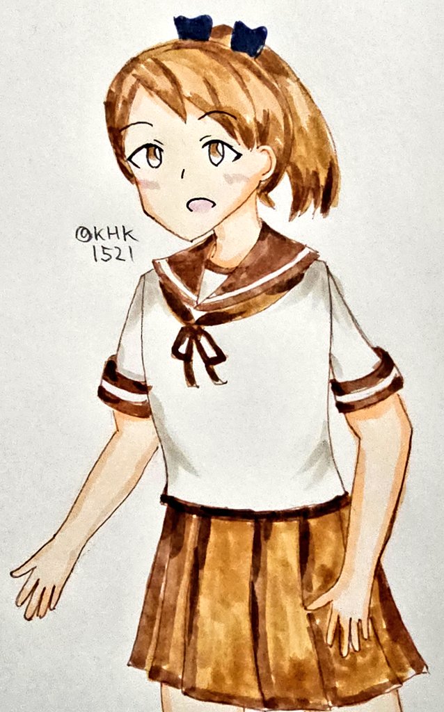 shikinami (kancolle) 1girl solo school uniform skirt brown sailor collar sailor collar serafuku  illustration images