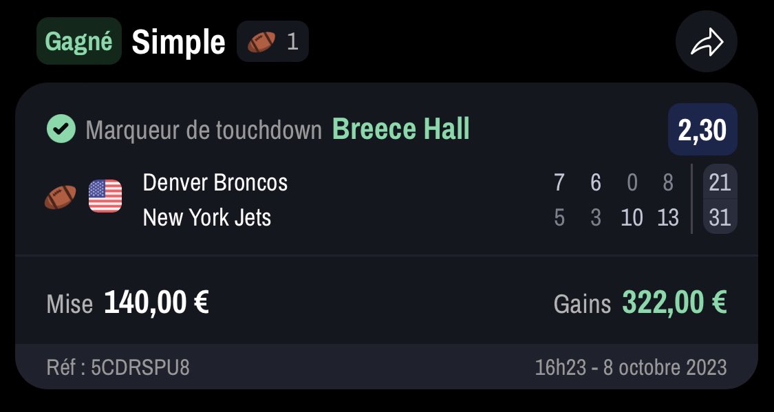 LanimValues's tweet photo. BILAN WEEK-END #NFL   + GP📚

+3.55% 🚀🚀

✅ B. Hall @2.35
✅ S. LaPorta @2.80
✅ B. Robinson @2.05
✅ +3.5TD Miami @1.85
✅ D. Achane @2.10
✅ J. Chase @2
✅ Russell + McLaren T6 @1.92

✍️ Vous voulez des bets pour ce soir ouuu?

RT/❤️ pour le soutient
#TeamParieur #ParionsSport