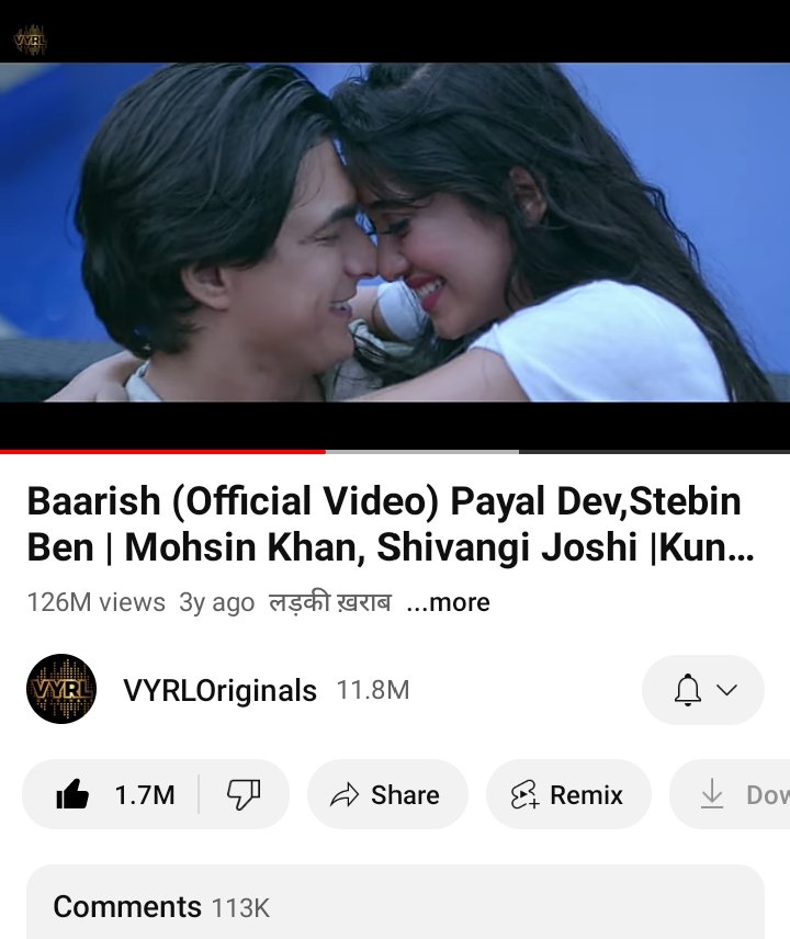 Baarish Crossed 126M Views With 1.7M+ Likes And 113K Comments.🥳

KEEP STREAMING NOW 
🔗: youtu.be/WNSEXJJhKTU

#Baarish #ShivangiJoshi #MohsinKhan #Shivin
<a href="/shivangijoshi10/">Shivangi Joshi</a> @momo_mohsin <a href="/VYRLOriginals/">VYRL Originals</a>