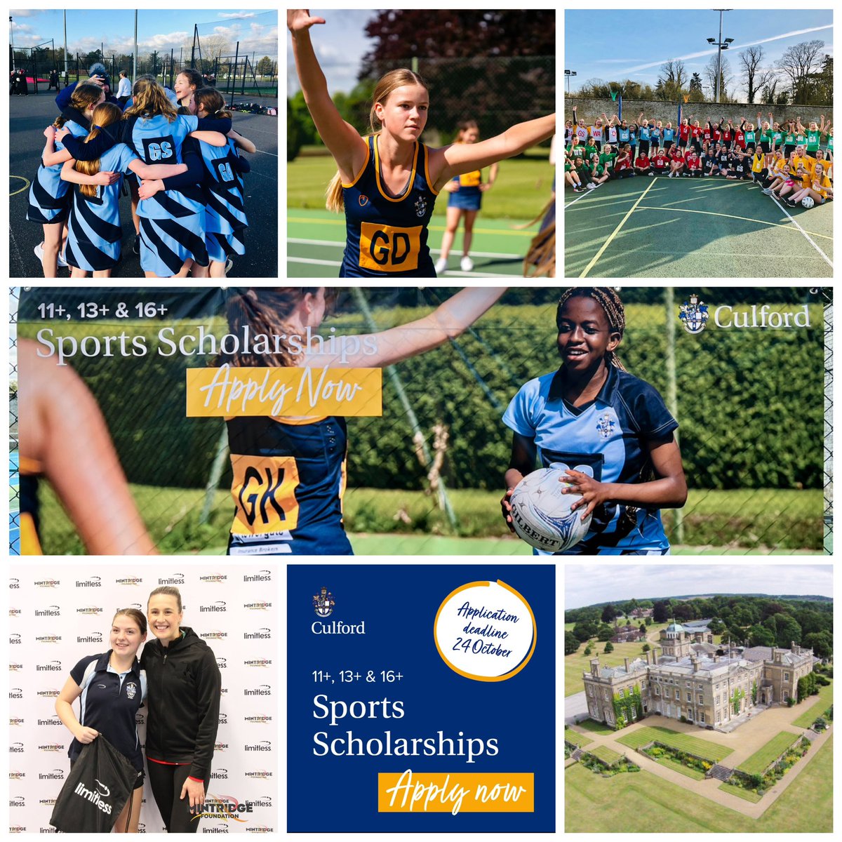 ✍️ APPLY NOW ✍️ Sports Scholarships available @CulfordSchool for 2024/25 11+, 13+, 16+ (current Y6, Y8, Y11). 🤩 Deadline for applications: 24/10/23 Visit the link below for further info: culford.co.uk/culford-sport/… #teamCulford 💙🌟 #netball 🏐❤️ #BetterNeverStops 💪🙌