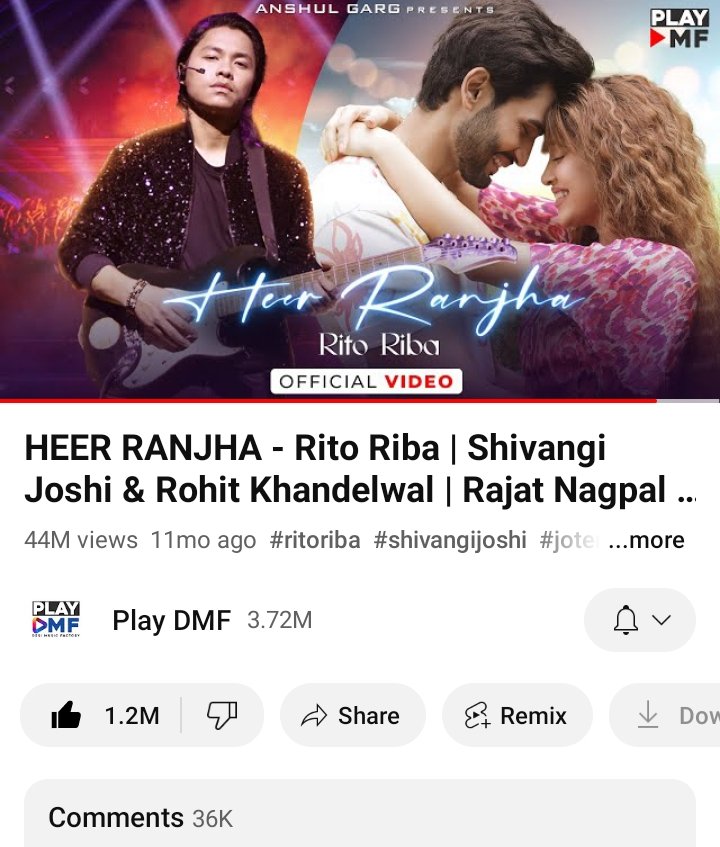 HeerRanjha Cross 44M Views On YouTube With 1.2M Likes And 36K Comments.❤️🥳

Please Keep Streaming Now
🖇️:-youtu.be/QhNwq_z7eI4?si…

#ShivangiJoshi #Rohitkhandelwal #Ritoriba #HeerRanjha 
<a href="/shivangijoshi10/">Shivangi Joshi</a> <a href="/Rohitkhandel_/">Rohit Khandelwal</a>