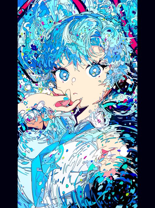 #初音ミク#イラスト「水中」 