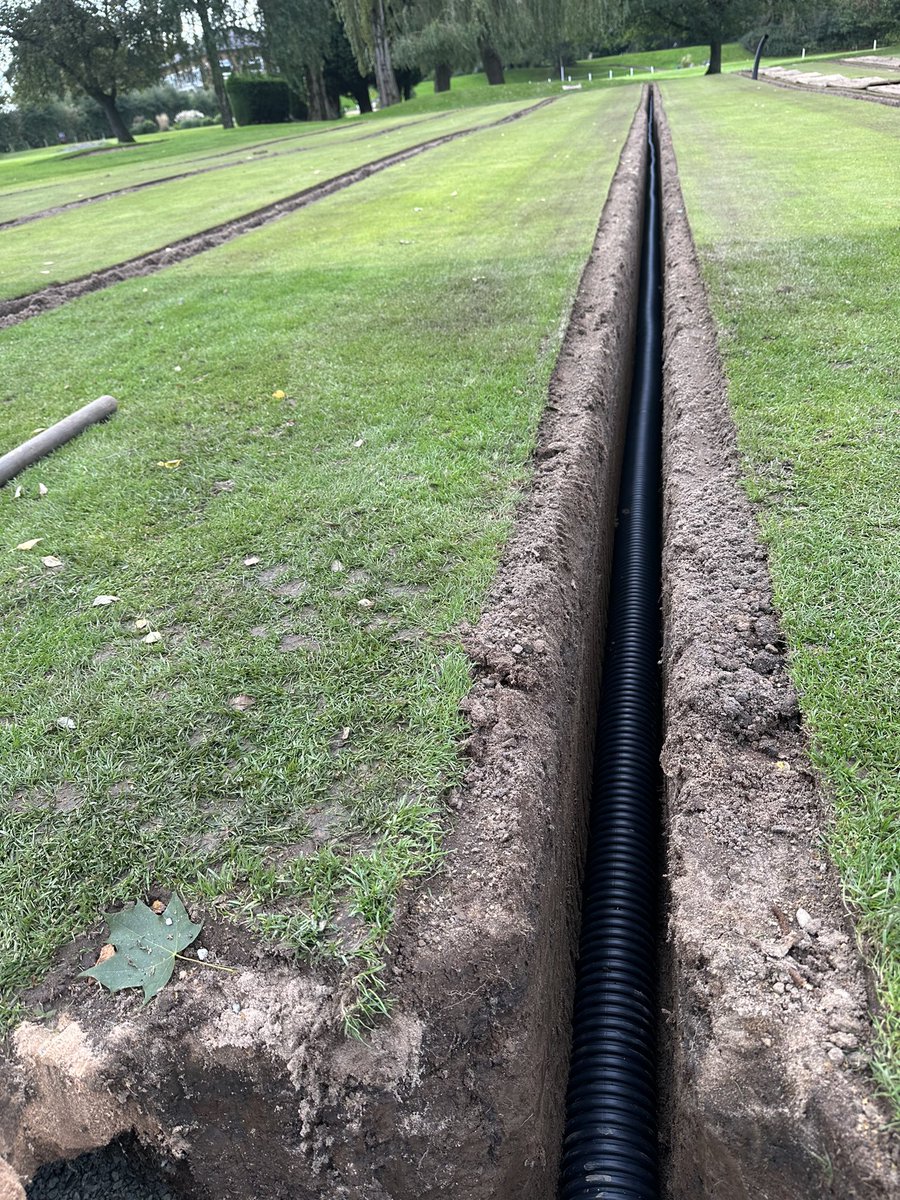 Greens drainage completed before the weather changes once again.#golf#drainage