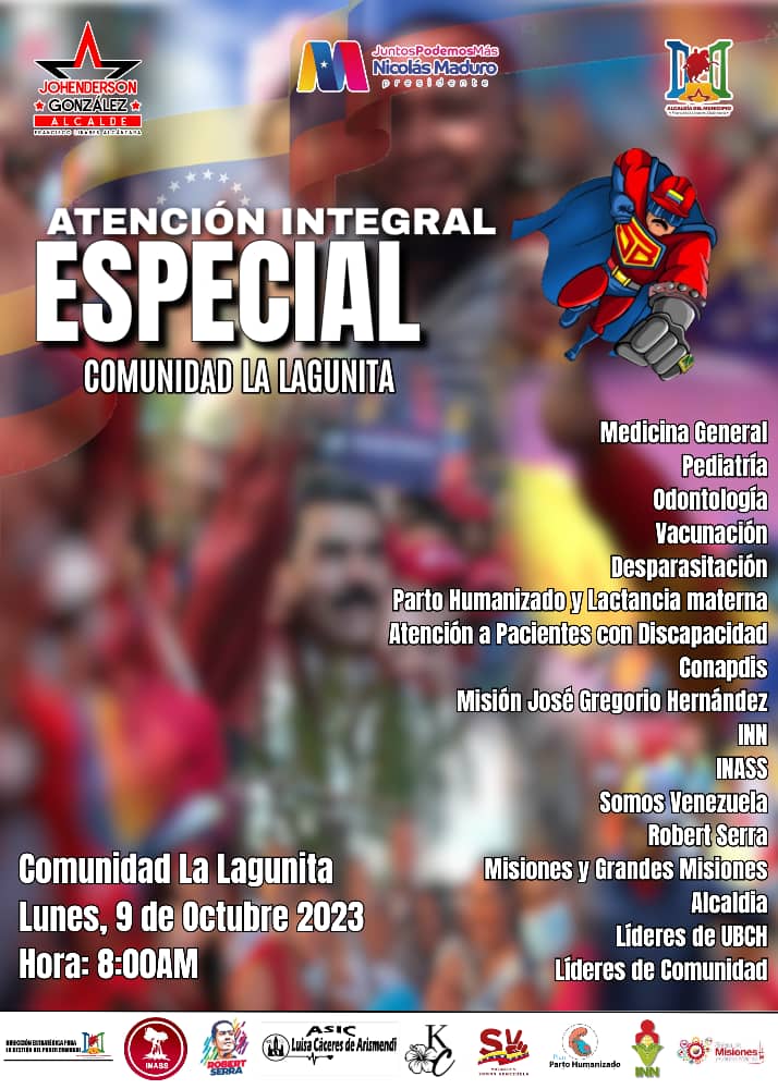 #9Oct | Invitamos a nuestro pueblo linarense, a la Atención Integral Especial, este #9Oct a las 8:00AM en la comunidad La Lagunita... ¡Te Esperamos!
#LoQueJuntosConstruimos