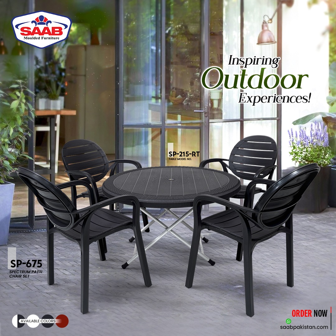 SAABPakistan's tweet image. Adding Some Glamour to Your Outdoor Moments 
From ordinary to extraordinary real quick! This is what Saab brings for you! an experience you can never get enough of!
0330-7474061
🌎 saabpakistan.com
 #spectrumpattichair #plasticchairset #tableset  #plasticchairstyle