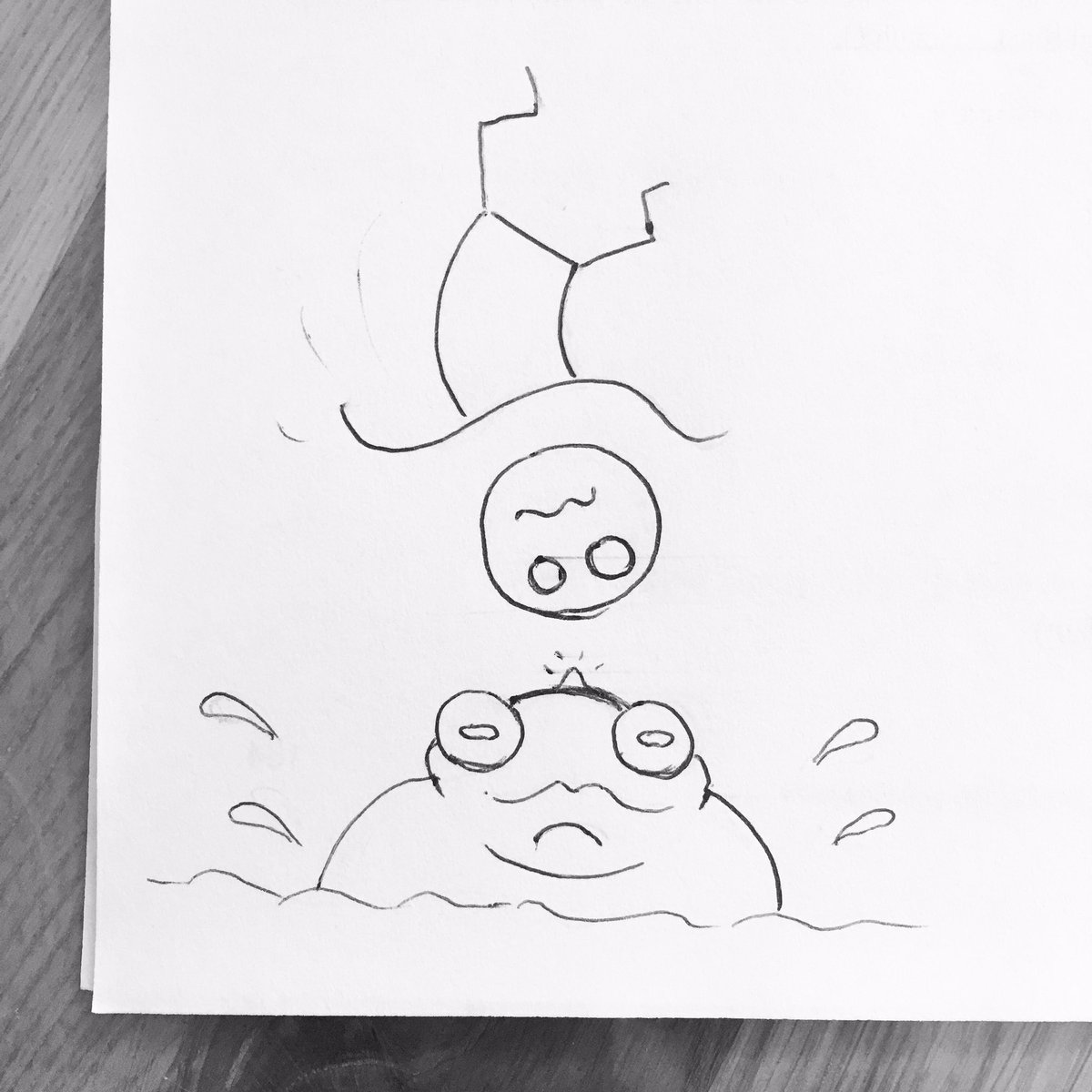 PhilippeKFDJ's tweet photo. Pouic rebondit sur un crapaud 🐸 caché sous l’eau.
Mot du jour &amp; de la veille: Toad &amp; Bounce 

#inktober #inktober2023 #pouic #bounce #toad https://t.co/VG2Ct2TN61