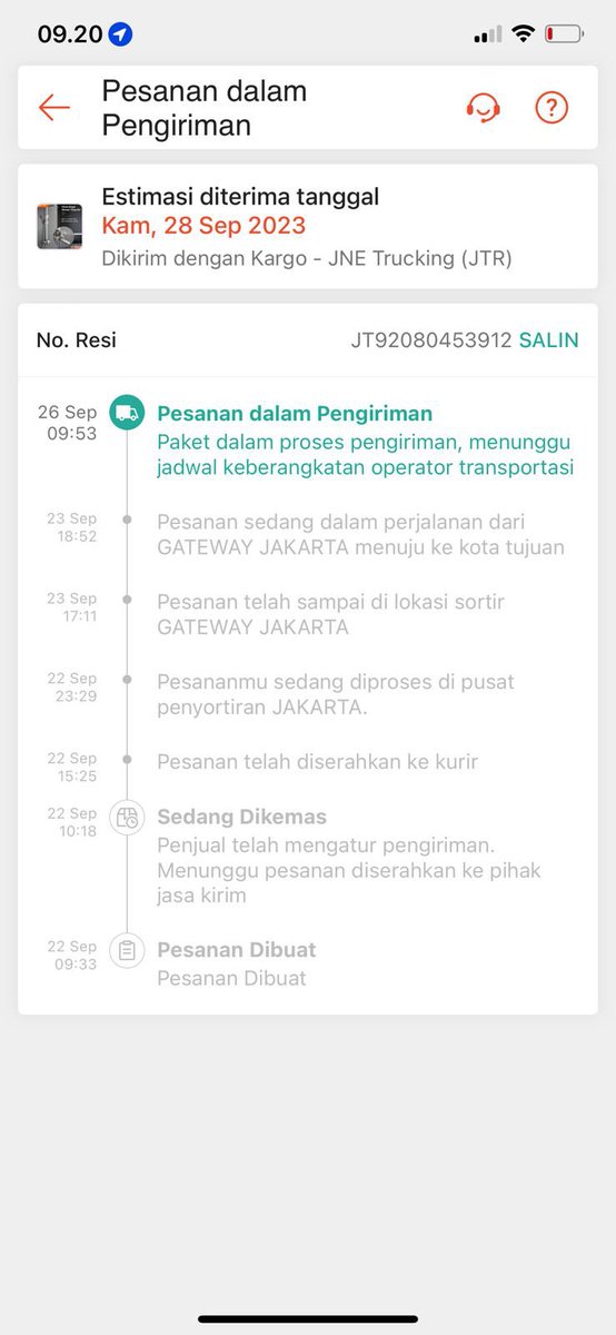 fvitron's tweet photo. @JNE_ID @JNECare min, tolong tindak lanjut kiriman paket saya dari tanggal 26 september 2023 stuck ga ada pergerakan. Sudah lapor ke jne malang tanggal 2 oktober 2023 namun hingga saat ini masih belum ada progres.
No resi: JT92080453912 https://t.co/NIYbnayD4W