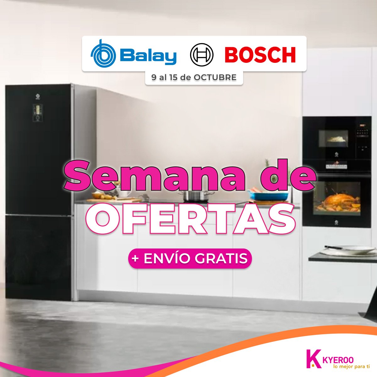Kyeroo_com's tweet photo. 🥳🥳 ¡¡Semana de #Ofertas de #Bosch y #Balay!! 😲

Entra en https://t.co/I0I1Wlr5SD y descubre los descuentos más impresionantes de esta semana en Bosch y Balay. #Lavadoras, #lavavajillas, #frigoríficos, #vitrocerámica, #placas, #hornos... y con ENVÍO GRATIS 🚛.

*Hasta el 15/10. https://t.co/Ll8jWacGNF