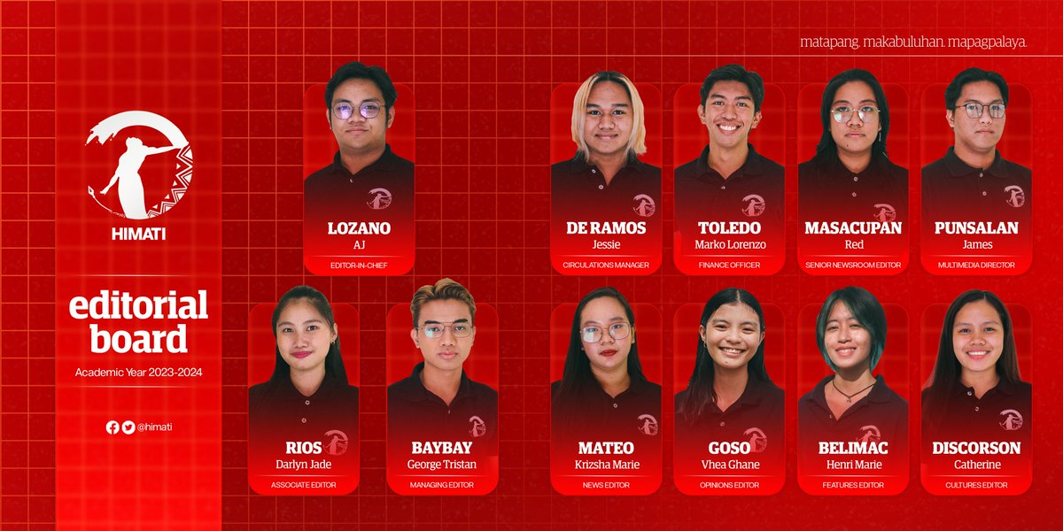 himati's tweet photo. LOOK | Himati presents its new editorial board for Academic Year 2023 - 2024.  

Read more: https://t.co/7xsdyqRVY0

#DefendPressFreedom
#UPMinUpdates https://t.co/AB4qSEyJR6